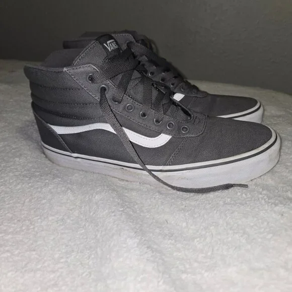 VANS Mens Ward Hi Top Off the Wall Gray Canvas Sneakers, Size: 11 - Picture 4 of 7